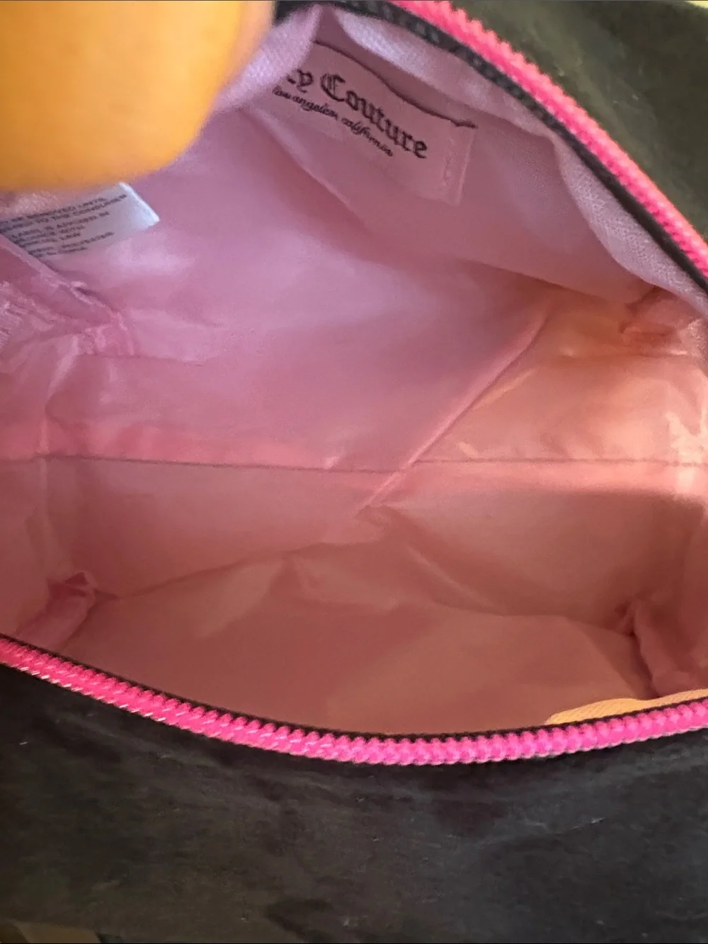 Juicy Couture Black Cosmetic Pouch with Hot Pink Lettering bundle